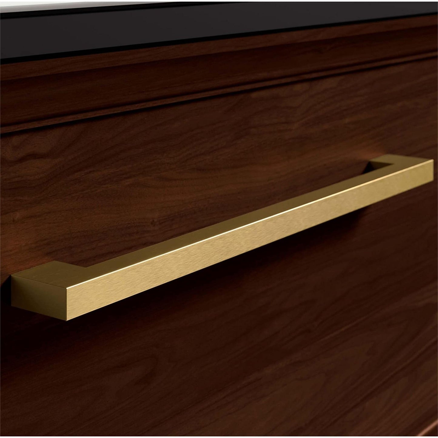 Brushed Brass Kitchen Handles Square Drawer Pulls