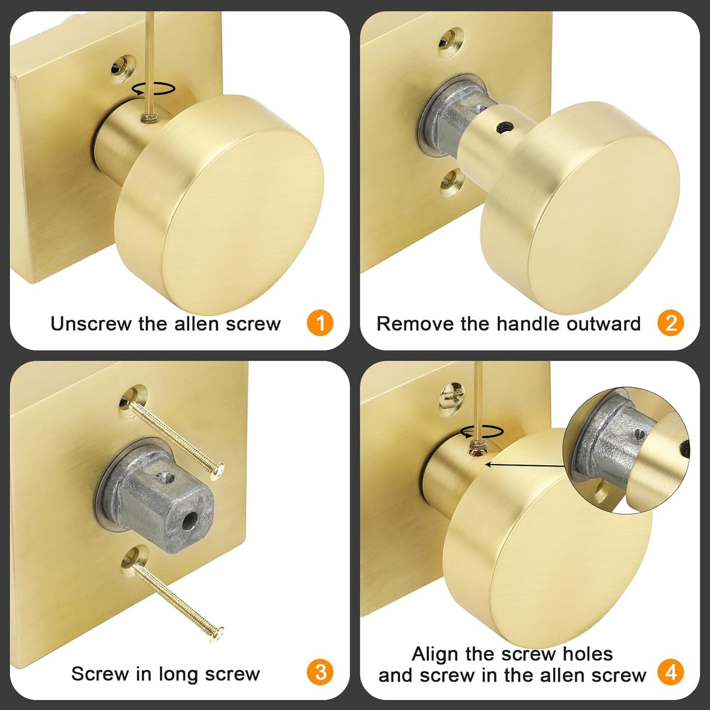 Passage Square Door Knobs for Closet Doors Hallway Dining Room