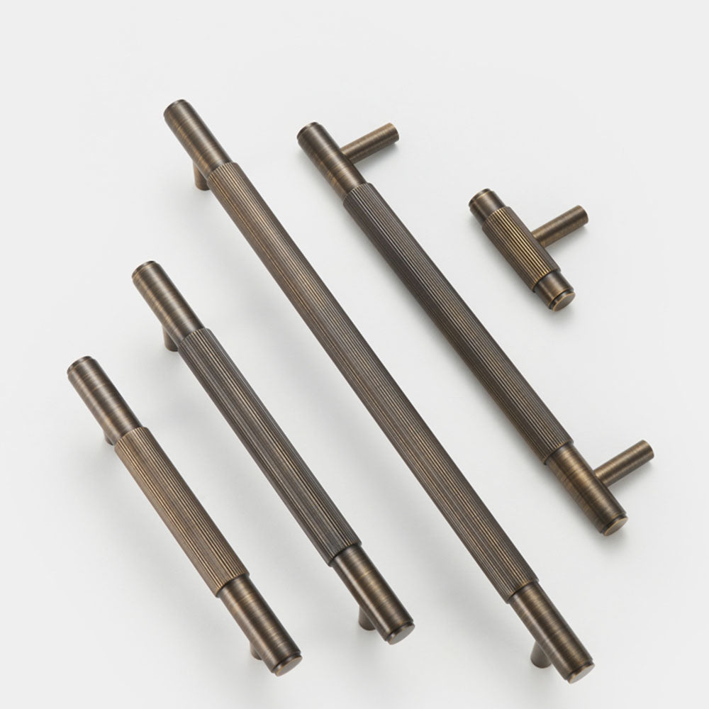 Copper Vintage Striped T-shaped Kitchen Handles