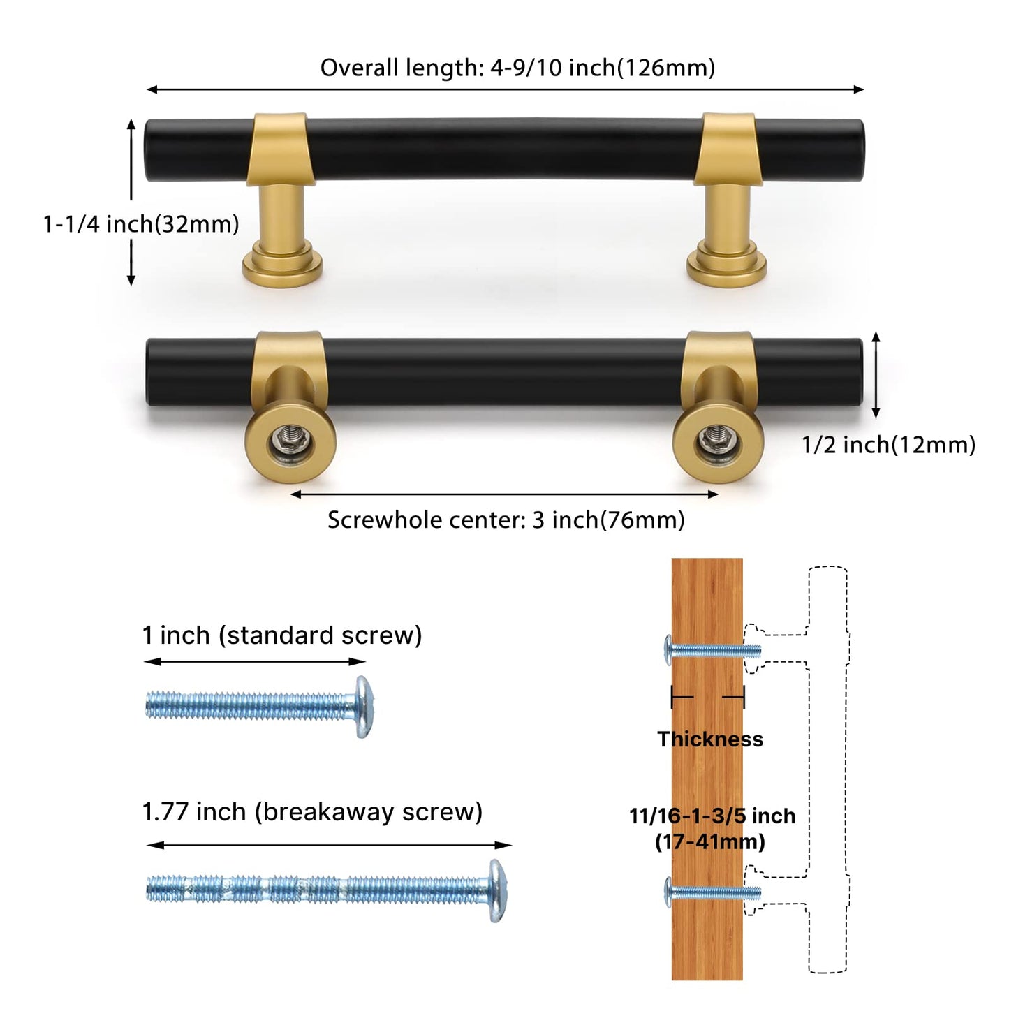 Black Gold Cabinet Handles Kitchen Cabinet Hardware