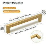 Brushed Brass Kitchen Handles Square Drawer Pulls