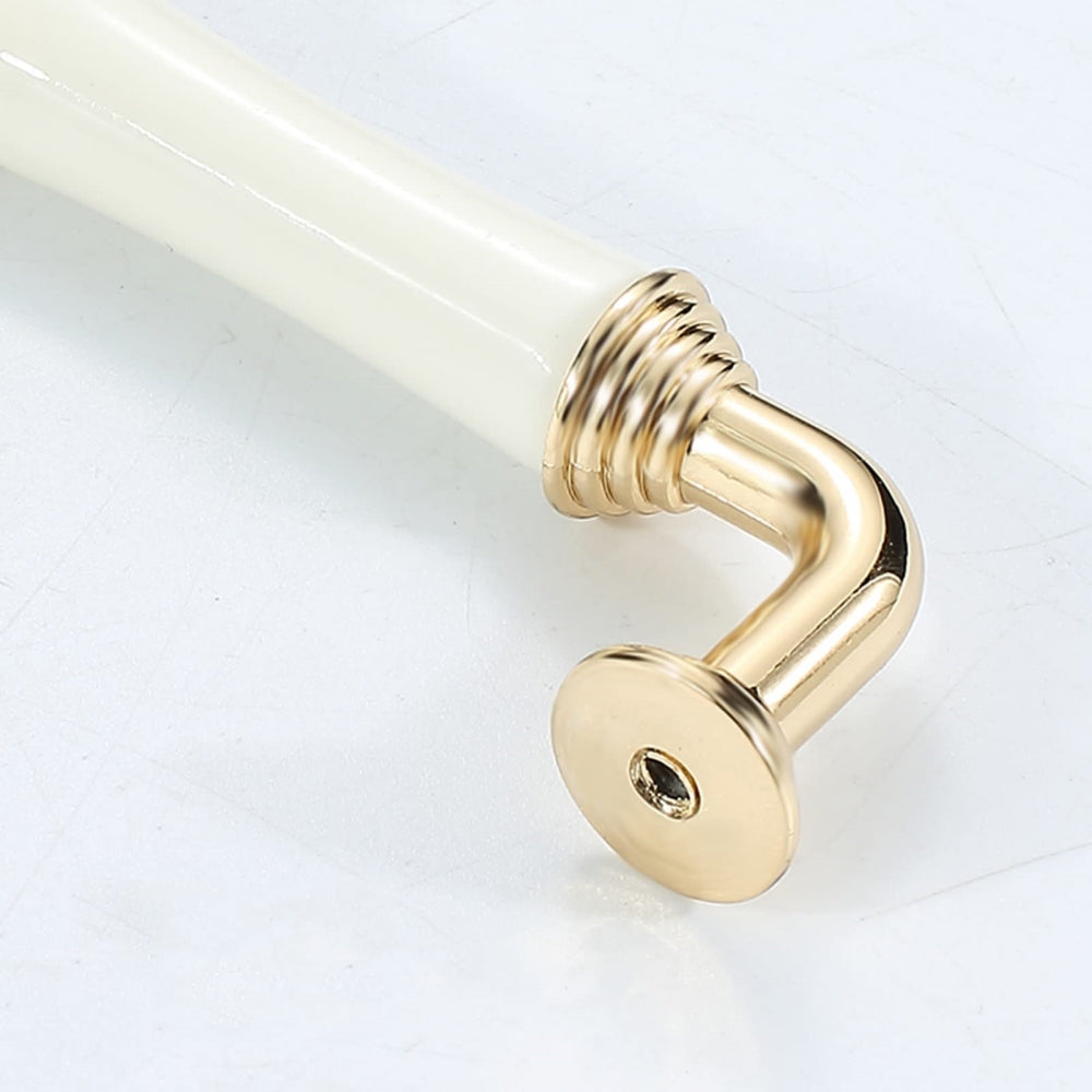 Light Luxury Gold White Creamic Kitchen Door Handles