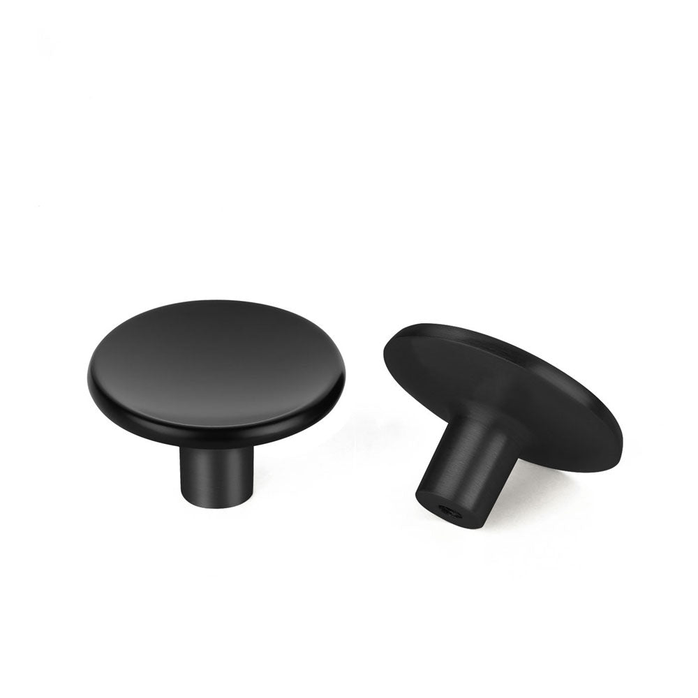 Black Round Drawer Knobs Solid For Kitchen Cabinets Door