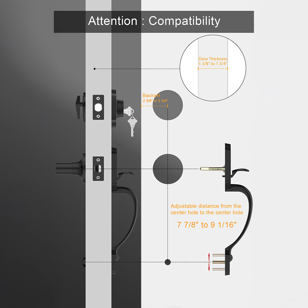 Zinc Alloy Entry Door Lock Front Door Handlesets