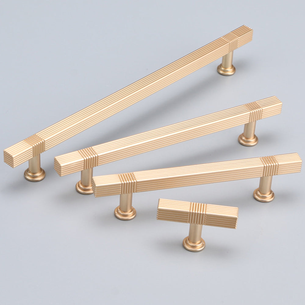 Modern Solid Thickened Zinc Alloy Square Stripe Cabinet and Drawer Handles