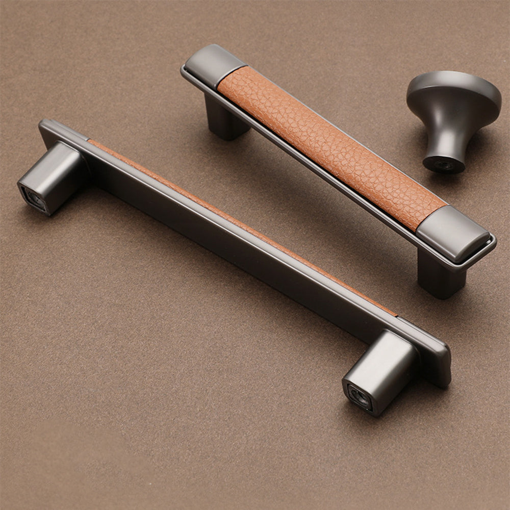 Retro Brown Leather Drawer Handles