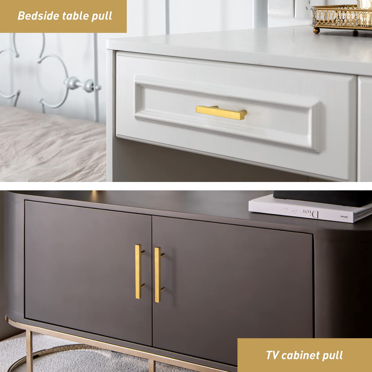 Square Brushed Gold Cabinet Pulls  For Kitchen