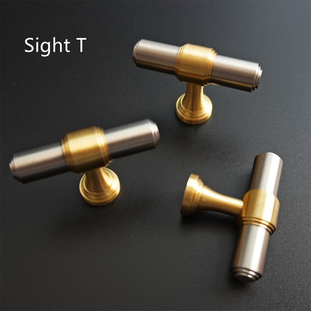 Brown & Silver Modern Brass Cabinet Drawer Handles