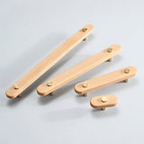 Rustic Long Beech Finish Wooden Drawer Pulls