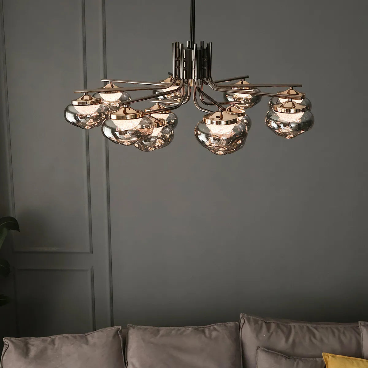 Smoked glass round pendant lamp