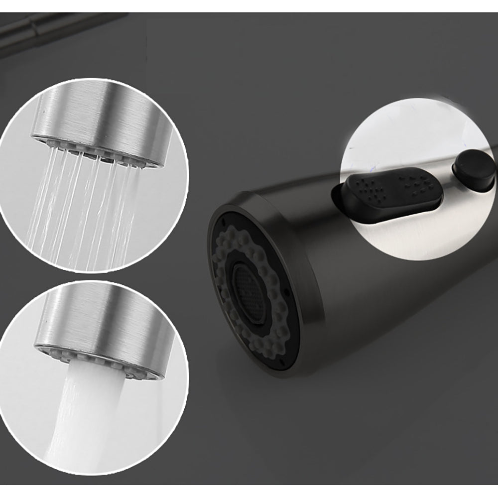 Brushed Nickel Stainless Steel Kitchen Faucet with Pull Down Sprayer