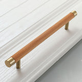 Wooden Brushed Brass Handles for Furniture Cabinet Cupboard Door