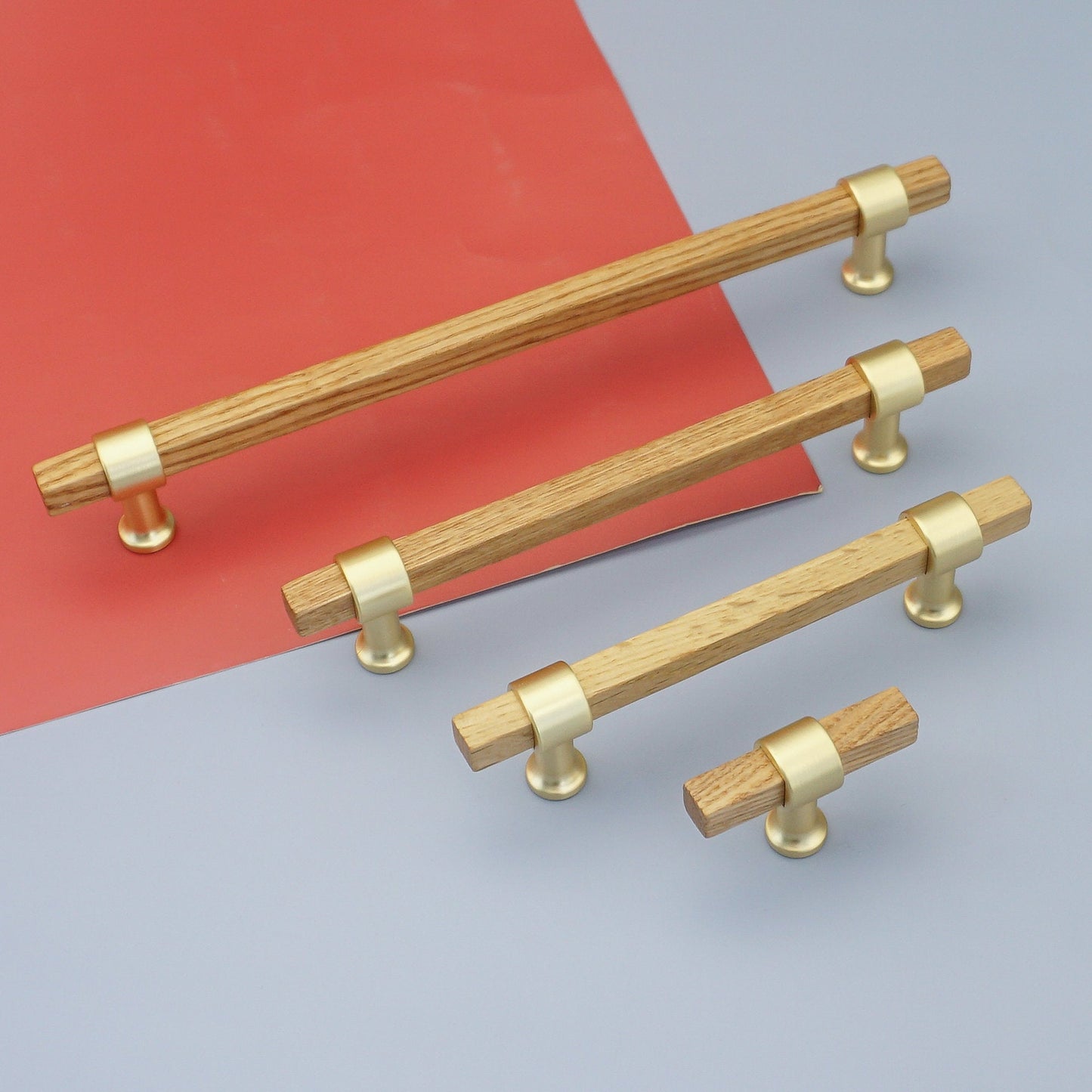 Black Walnut Square Cabinet Handles Beech Wood Drawer Pulls