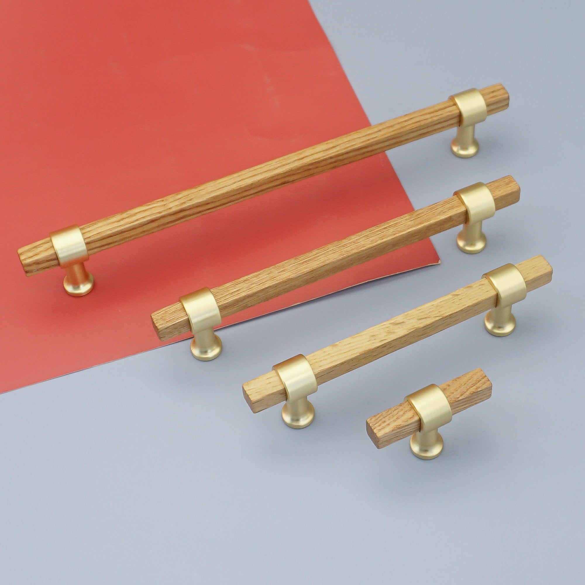 Black Walnut Square Cabinet Handles Beech Wood Drawer Pulls
