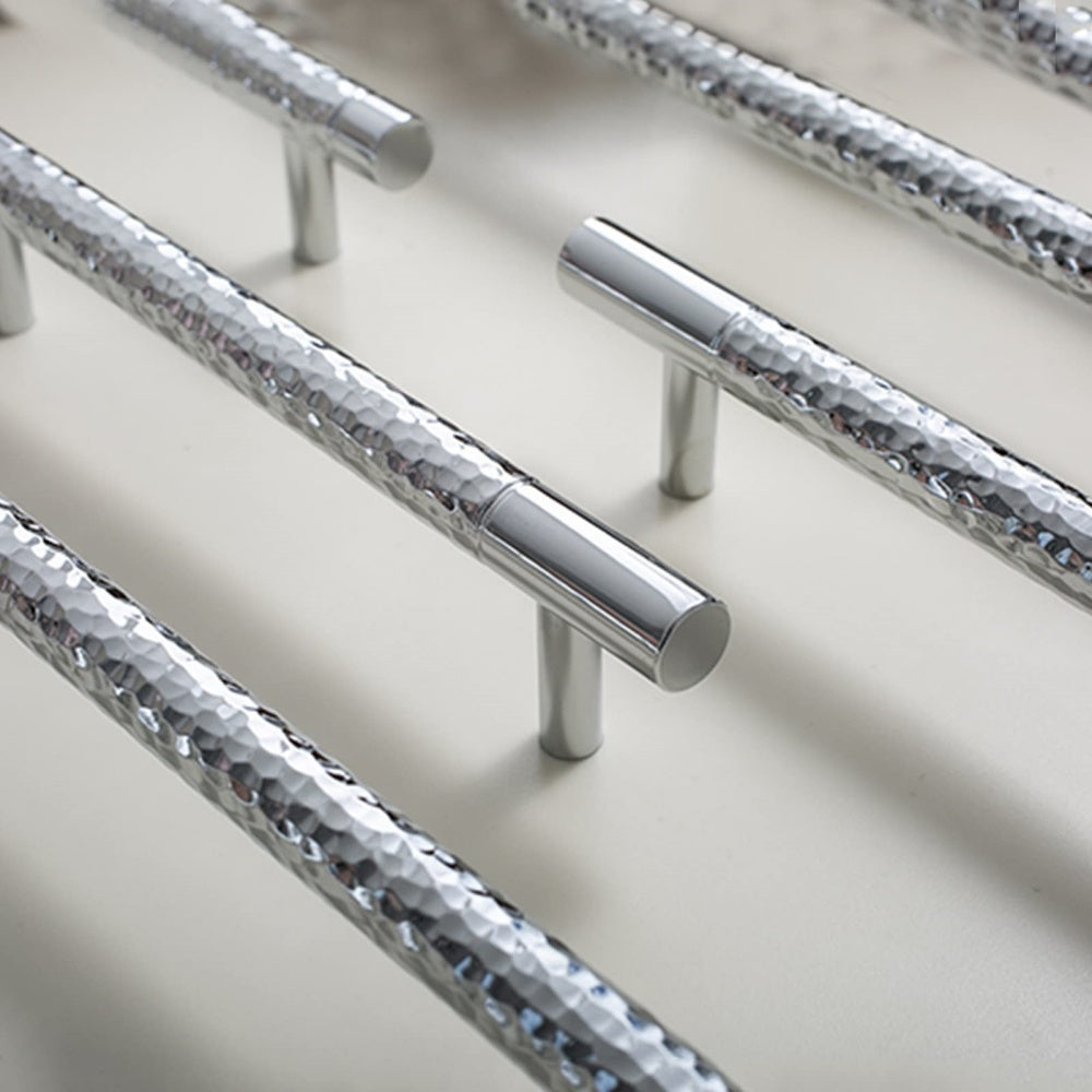 Glittery Silver Hammered Cabinet Bar Handle