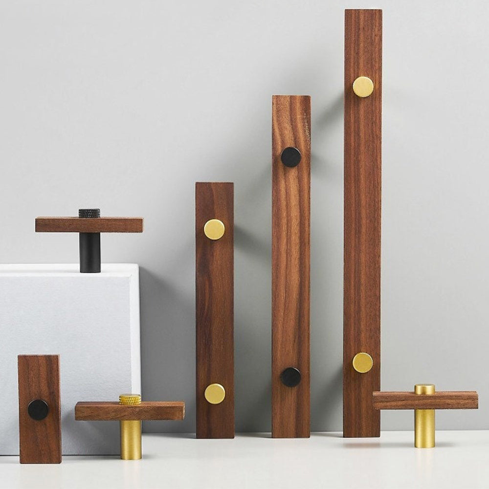 Stylish and Durable Walnut Brass Cabinet Handles