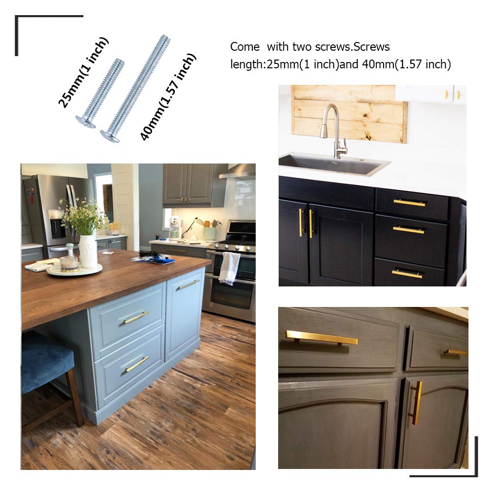 Square Brushed Gold Cabinet Pulls  For Kitchen