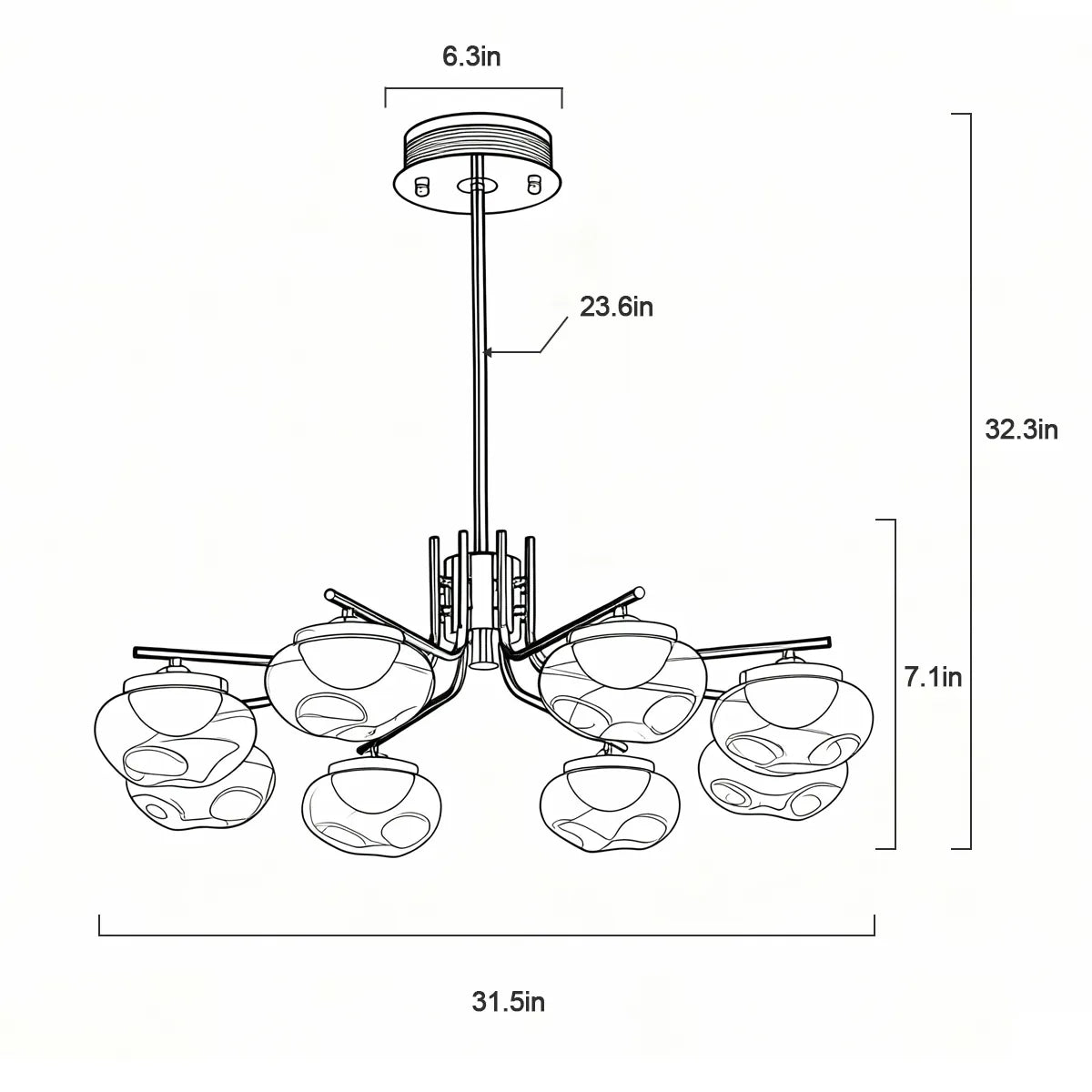 Smoked glass round pendant lamp