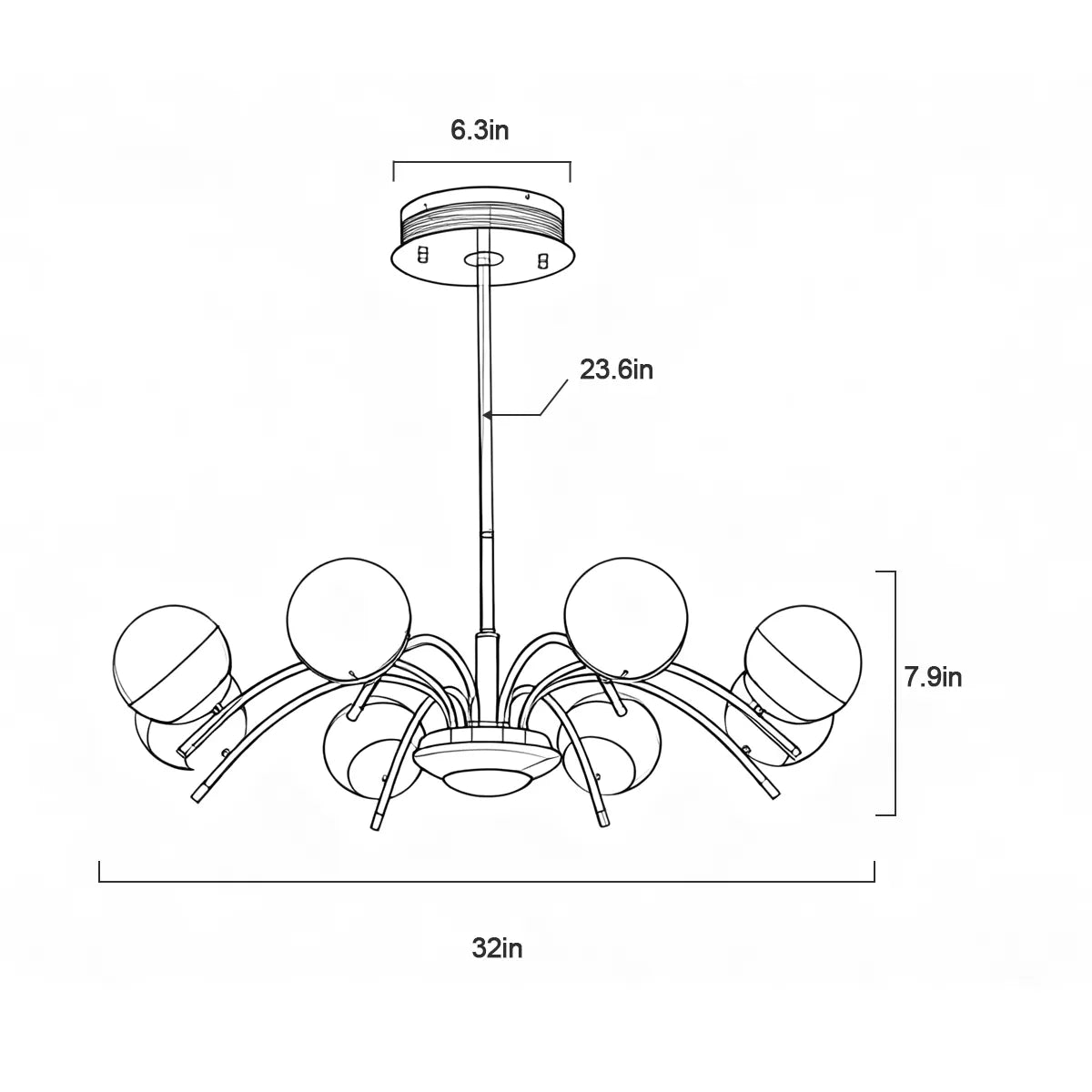 Transparent round chandelier