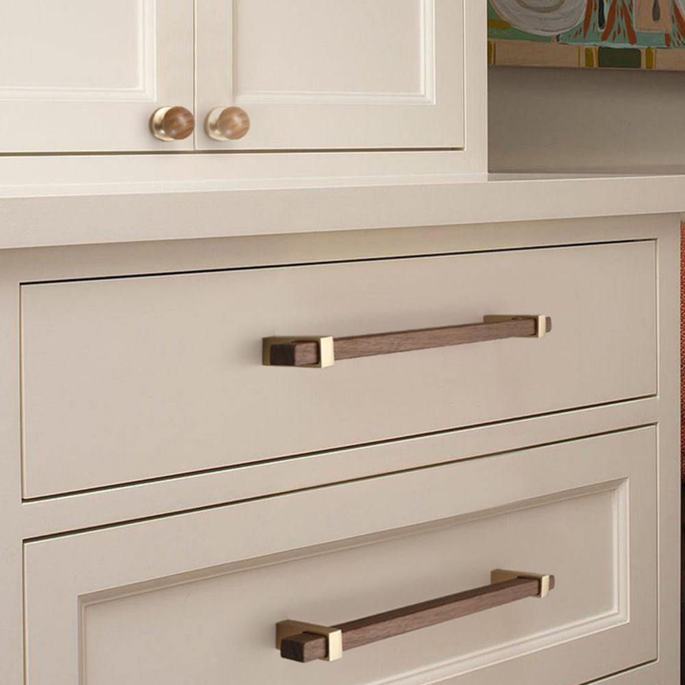 Square Wooden Walnut Kitchen Cabinet Handle