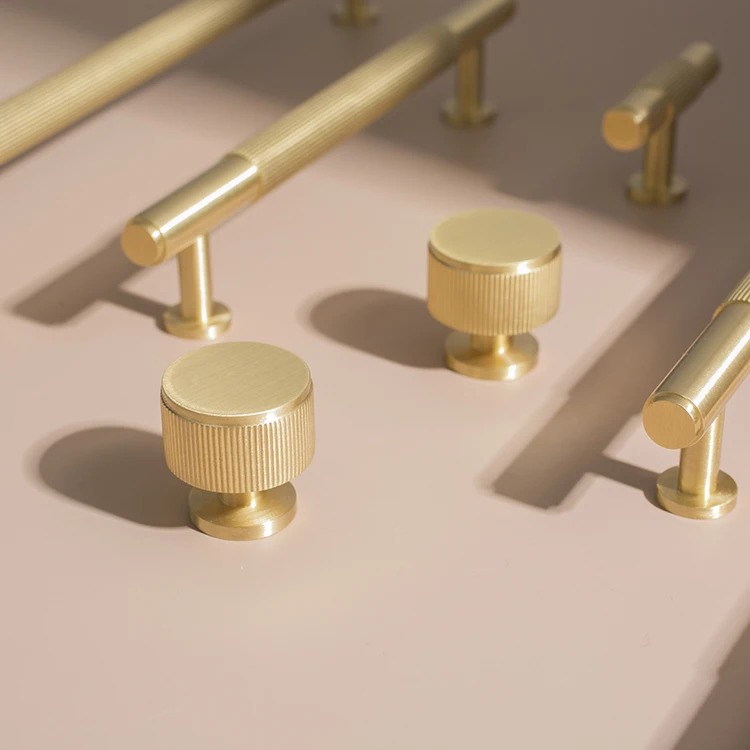Modern Solid Brass Striped Bar Cabinet and Drawer Pulls