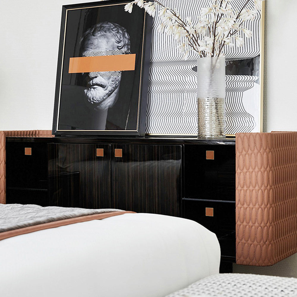 Stylish Gold Brown Leather Kitchen Cabinet Handles