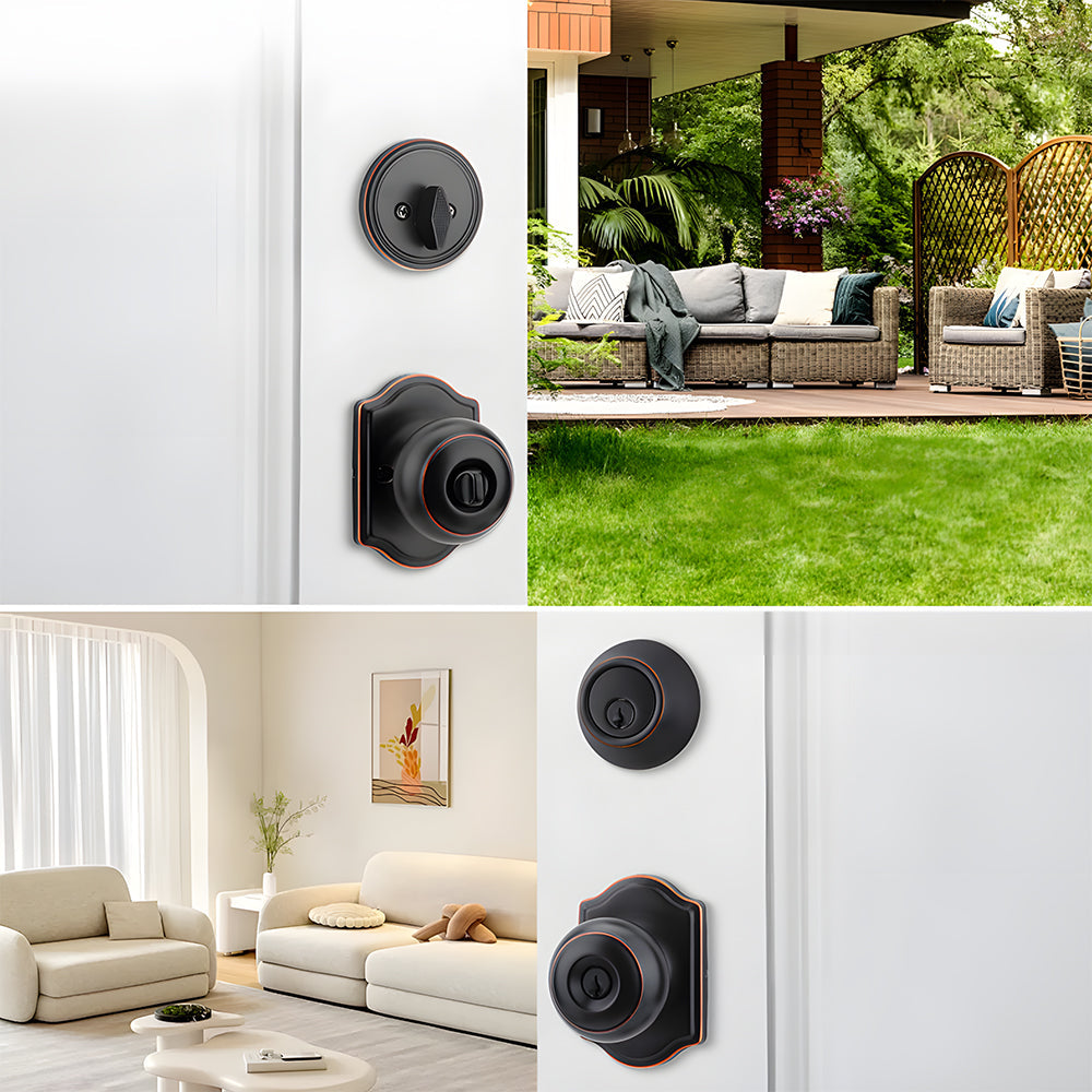 Keyed Entry Front Door Knob Set with Deadbolt