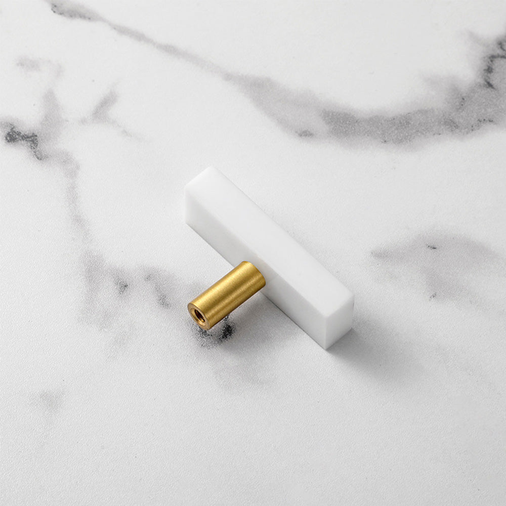 Nordic Light Luxury Marble Brass Square Cabinet Handles