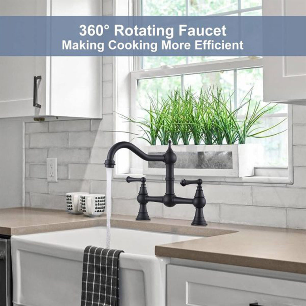 Solid Brass 2 Hole Kitchen Sink With Faucet