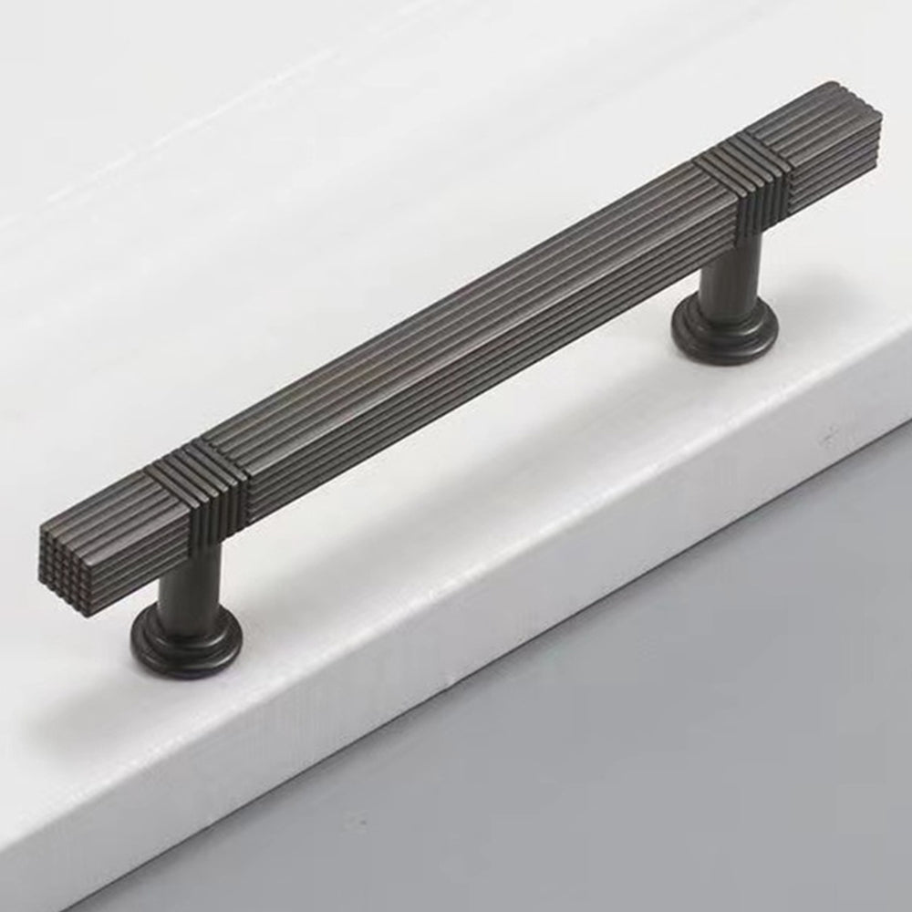 Modern Solid Thickened Zinc Alloy Square Stripe Cabinet and Drawer Handles