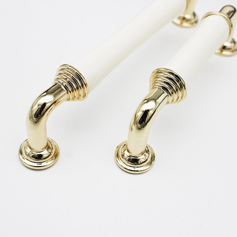 Light Luxury Gold White Creamic Kitchen Door Handles