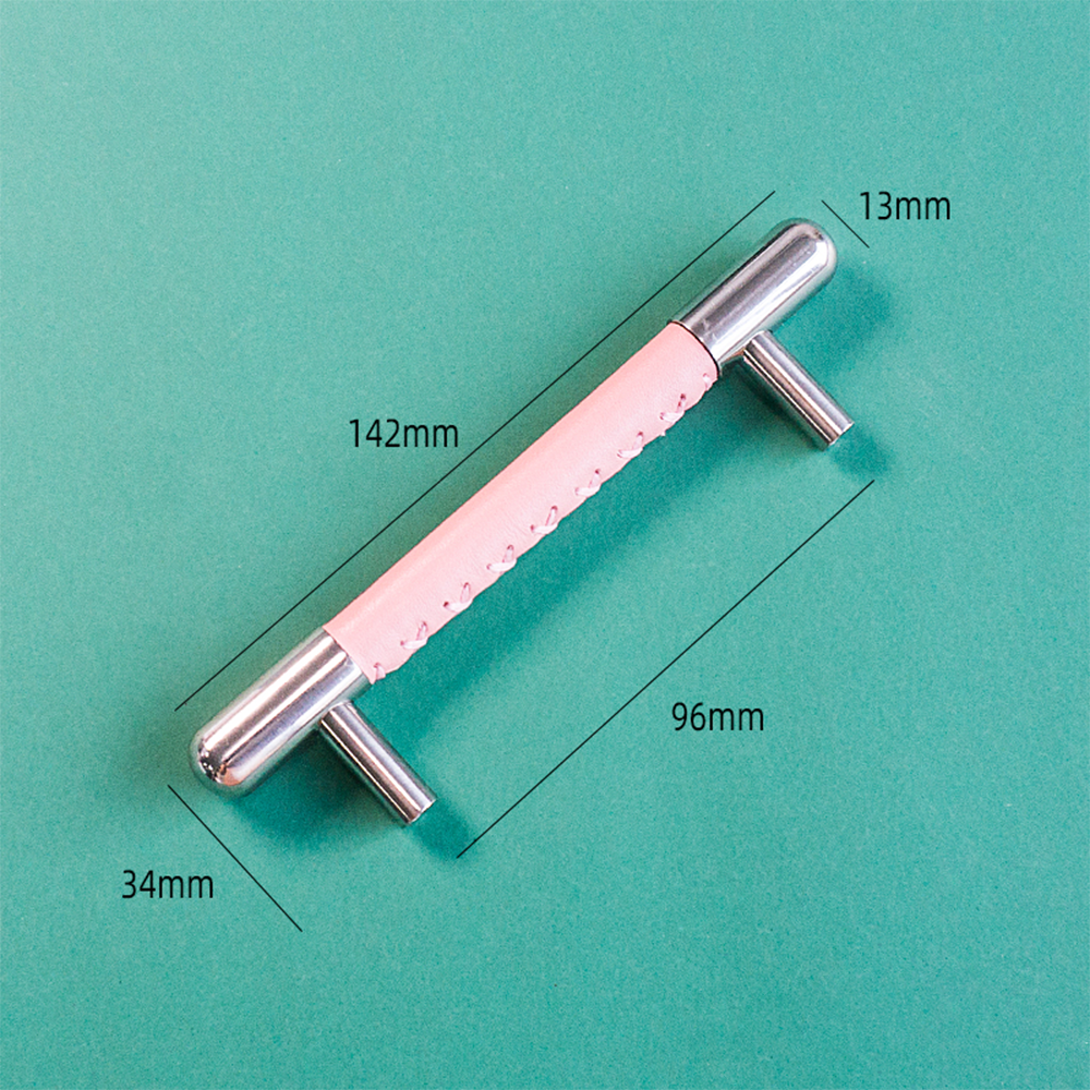 Colorful Leather Stainless Steel Cabinet Pulls for Kitchen Decor