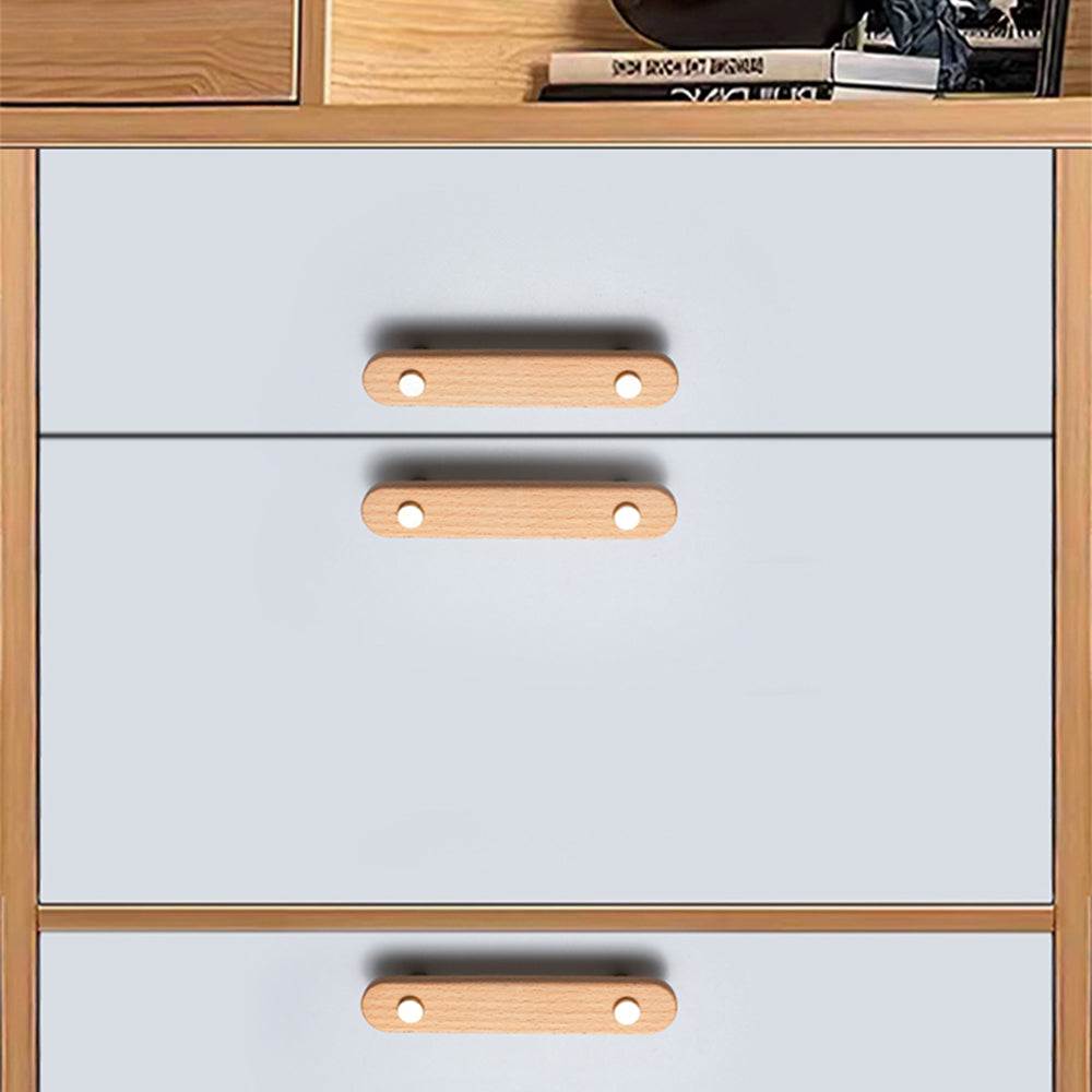 Rustic Long Beech Finish Wooden Drawer Pulls