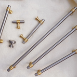 Brown & Silver Modern Brass Cabinet Drawer Handles
