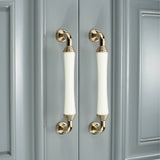 Light Luxury Gold White Creamic Kitchen Door Handles