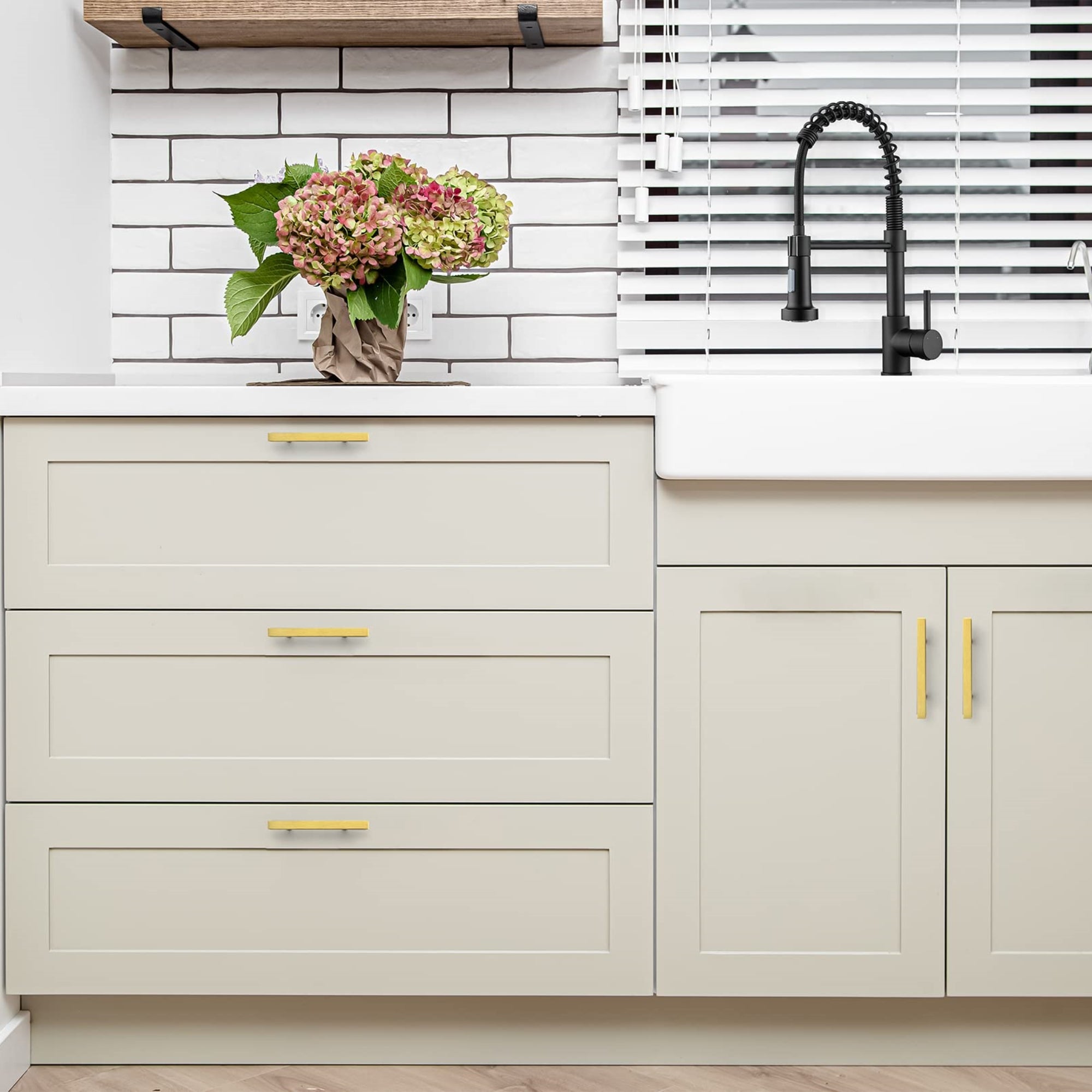 Square Brushed Gold Cabinet Pulls  For Kitchen