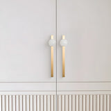 Natural Crystal Sphere Brass Cabinet Handles