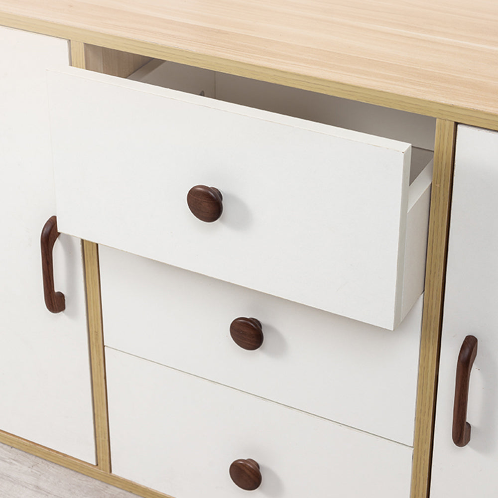 Long Solid Wood Finished Curved Arch Round Cabinet Handle for Kitchen