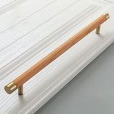 Wooden Brushed Brass Handles for Furniture Cabinet Cupboard Door