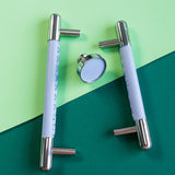 Colorful Leather Stainless Steel Cabinet Pulls for Kitchen Decor