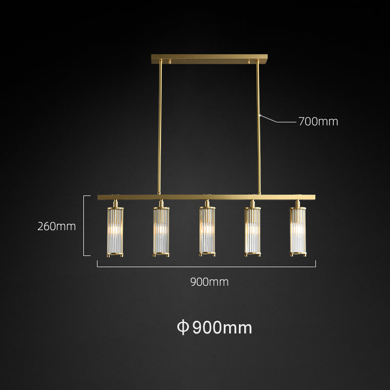 Solid Brass & Crystal Linear Chandelier