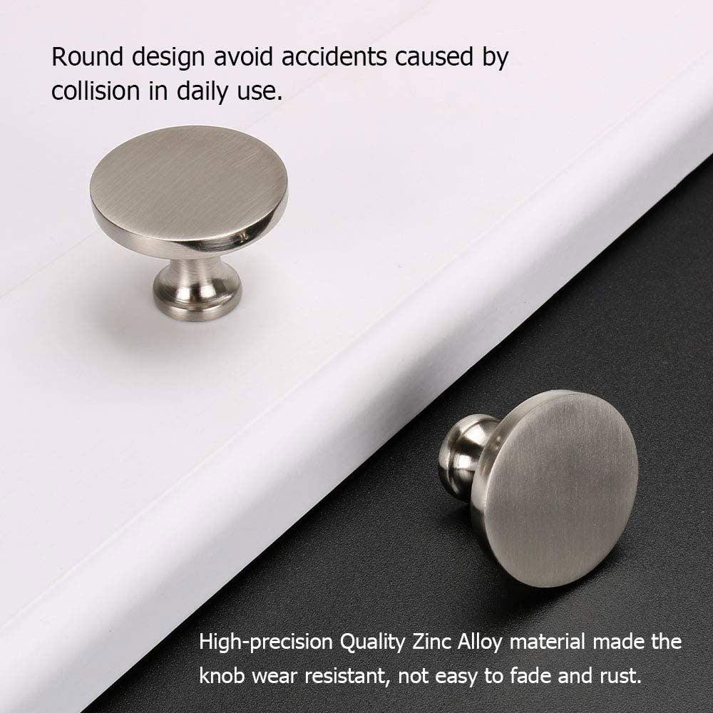 Brushed Nickel Round Solid Cabinet Knobs