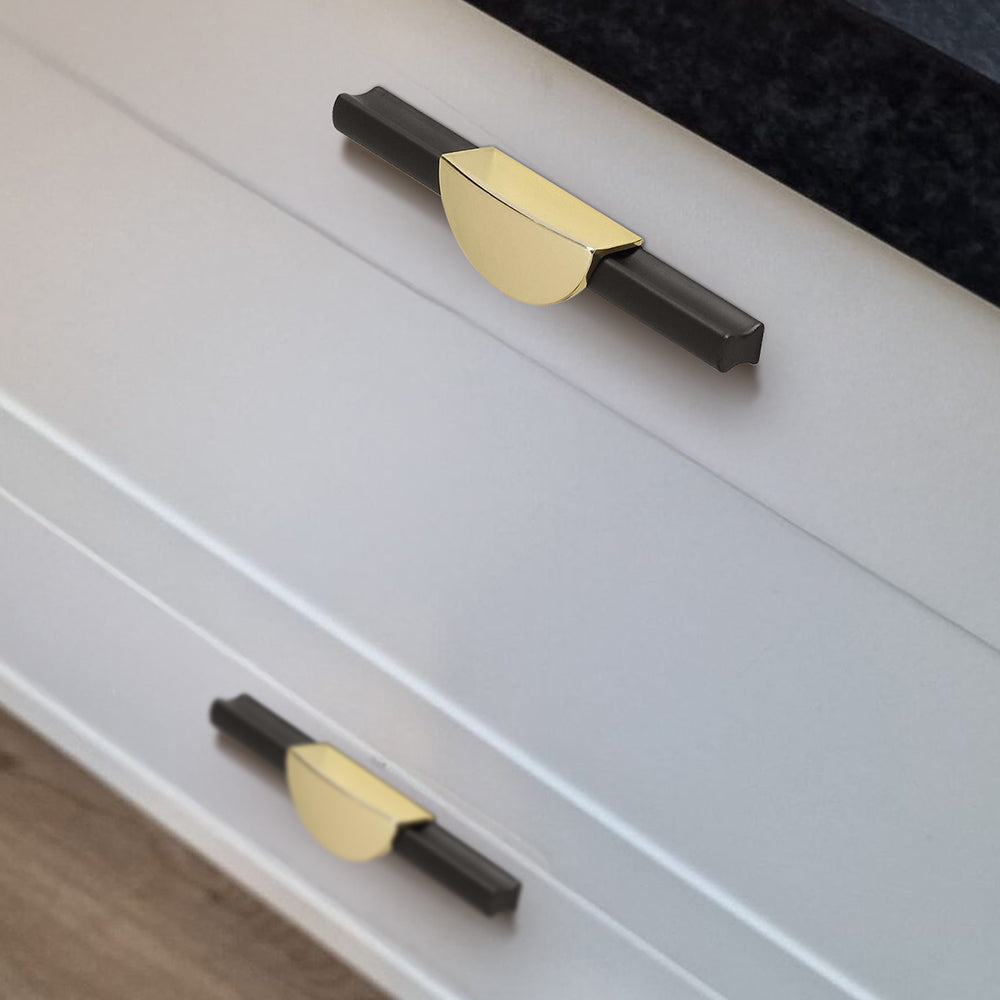 Gold & Black Semicircle Wardrobe Pulls Dresser Drawer Handles
