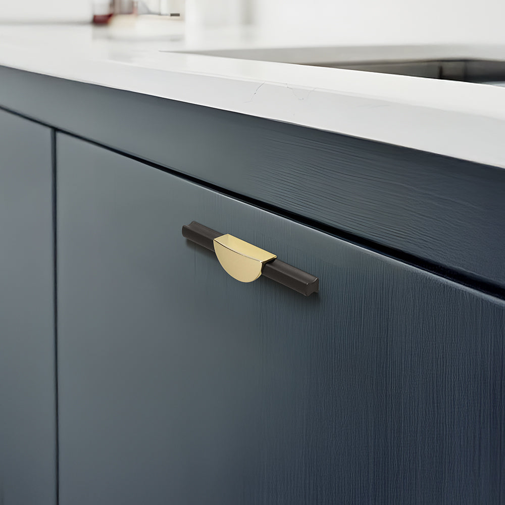 Gold & Black Semicircle Wardrobe Pulls Dresser Drawer Handles