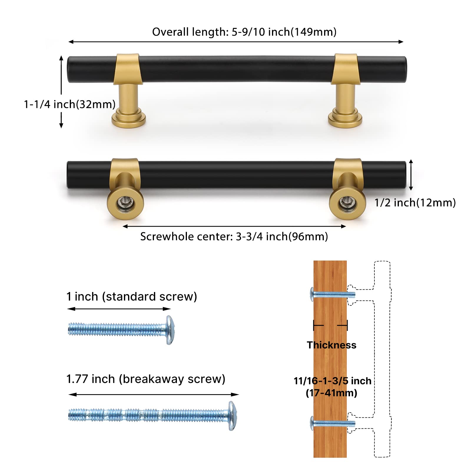Black Gold Cabinet Handles Kitchen Cabinet Hardware