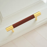 Colorful Brass Leather Cabinet Dresser Drawer Pulls