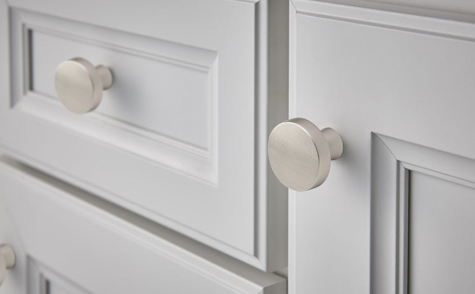 1.27 Inch Silver Brushed Nickel Round Drawer Knobs for Kitchen Cabinets