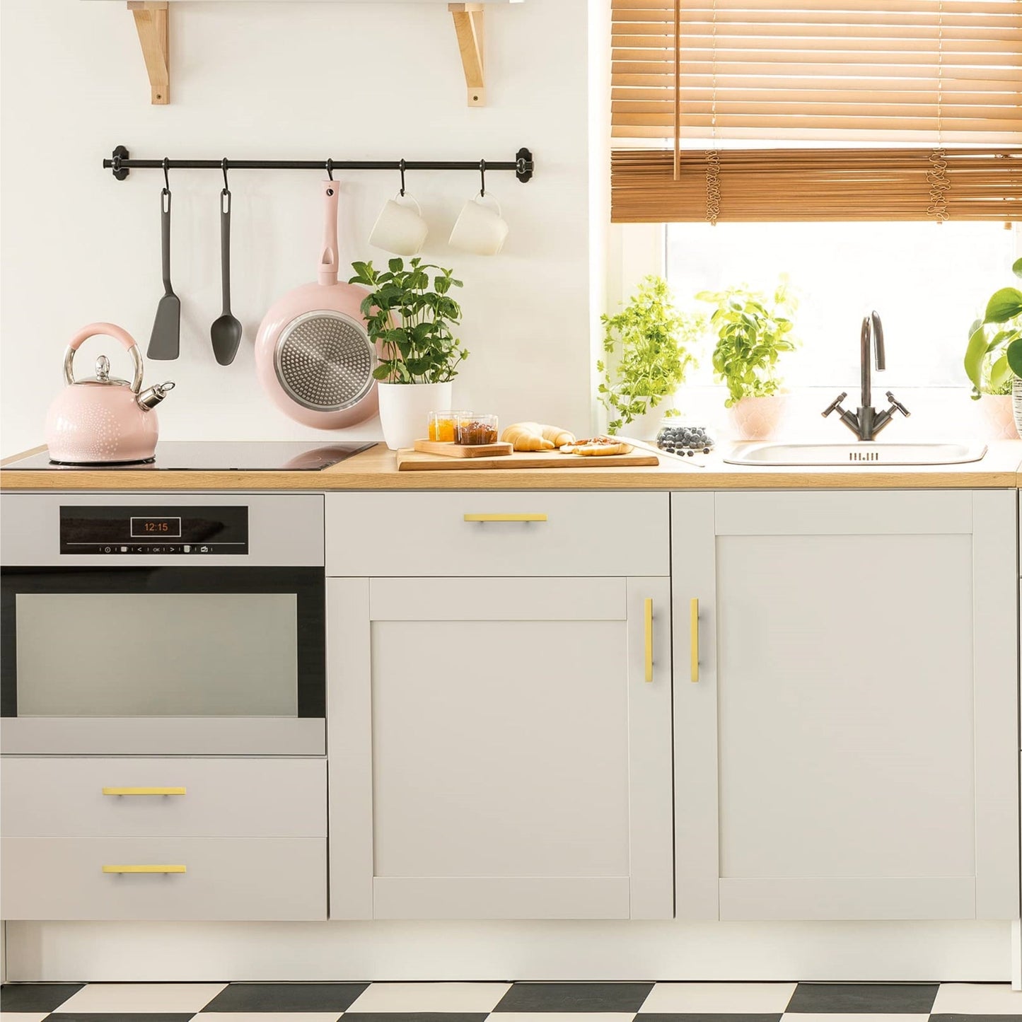 Square Brushed Gold Cabinet Pulls  For Kitchen