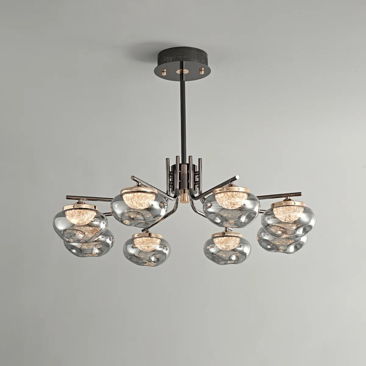 Smoked glass round pendant lamp