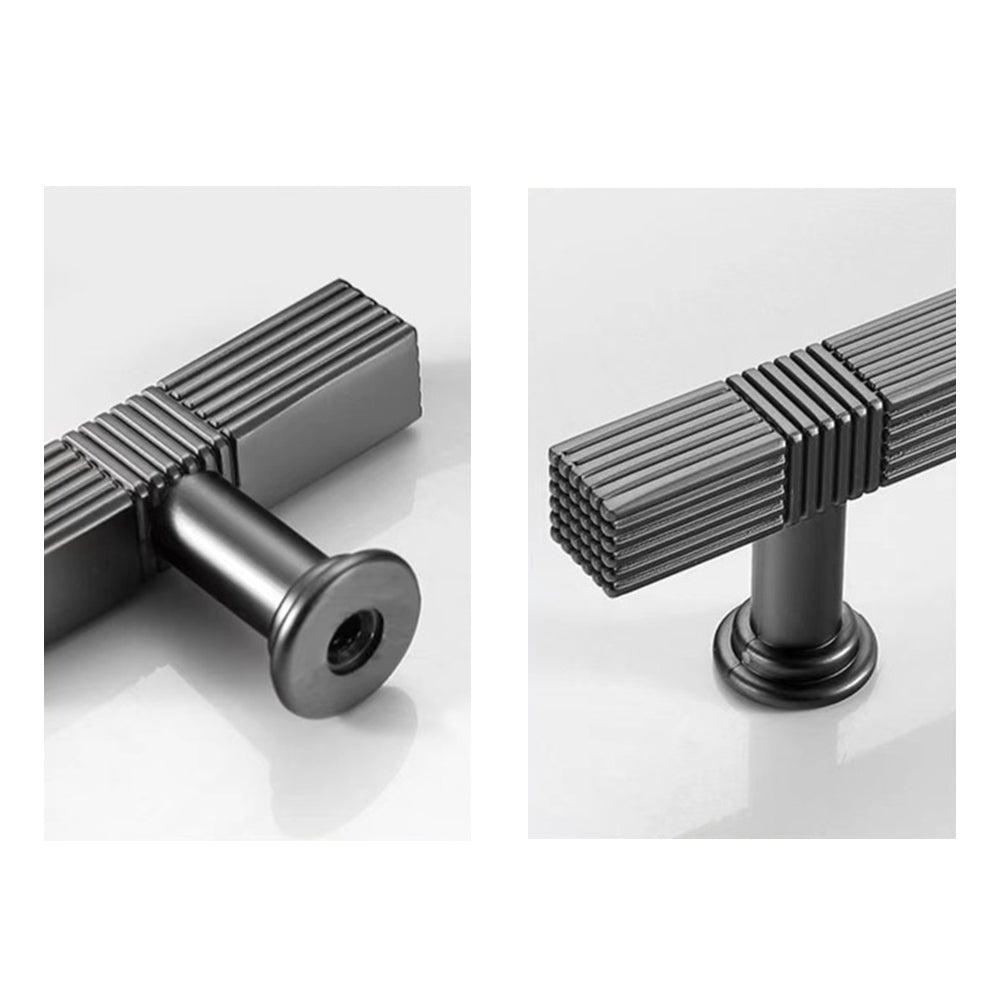 Modern Solid Thickened Zinc Alloy Square Stripe Cabinet and Drawer Handles
